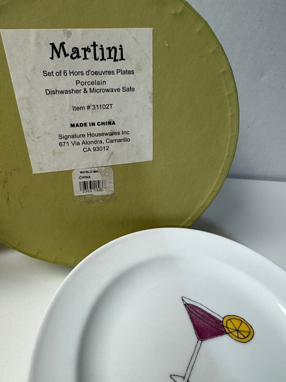 Pottery Barn Martini Appetizer Cocktail Plates Set of 6 - Picture 14 of 16